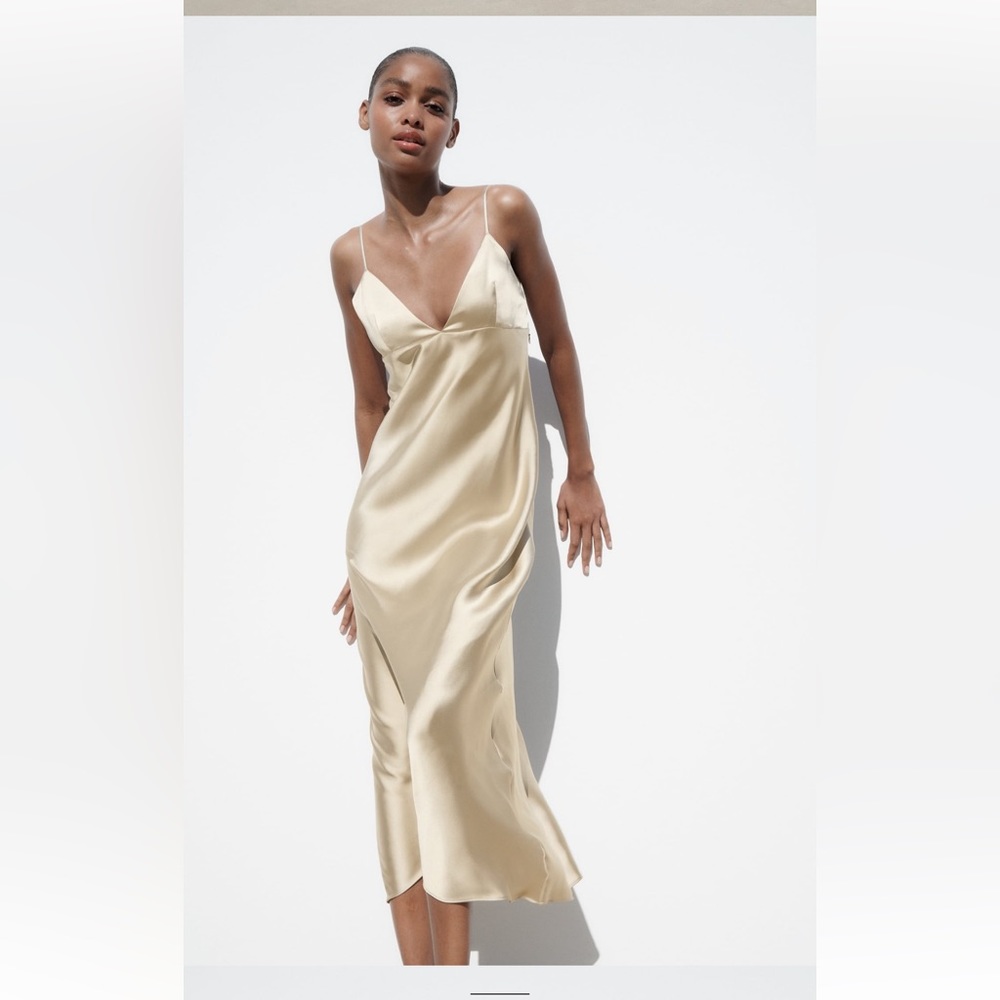 Zara SATIN SLIP DRESS - Picture 2 of 8